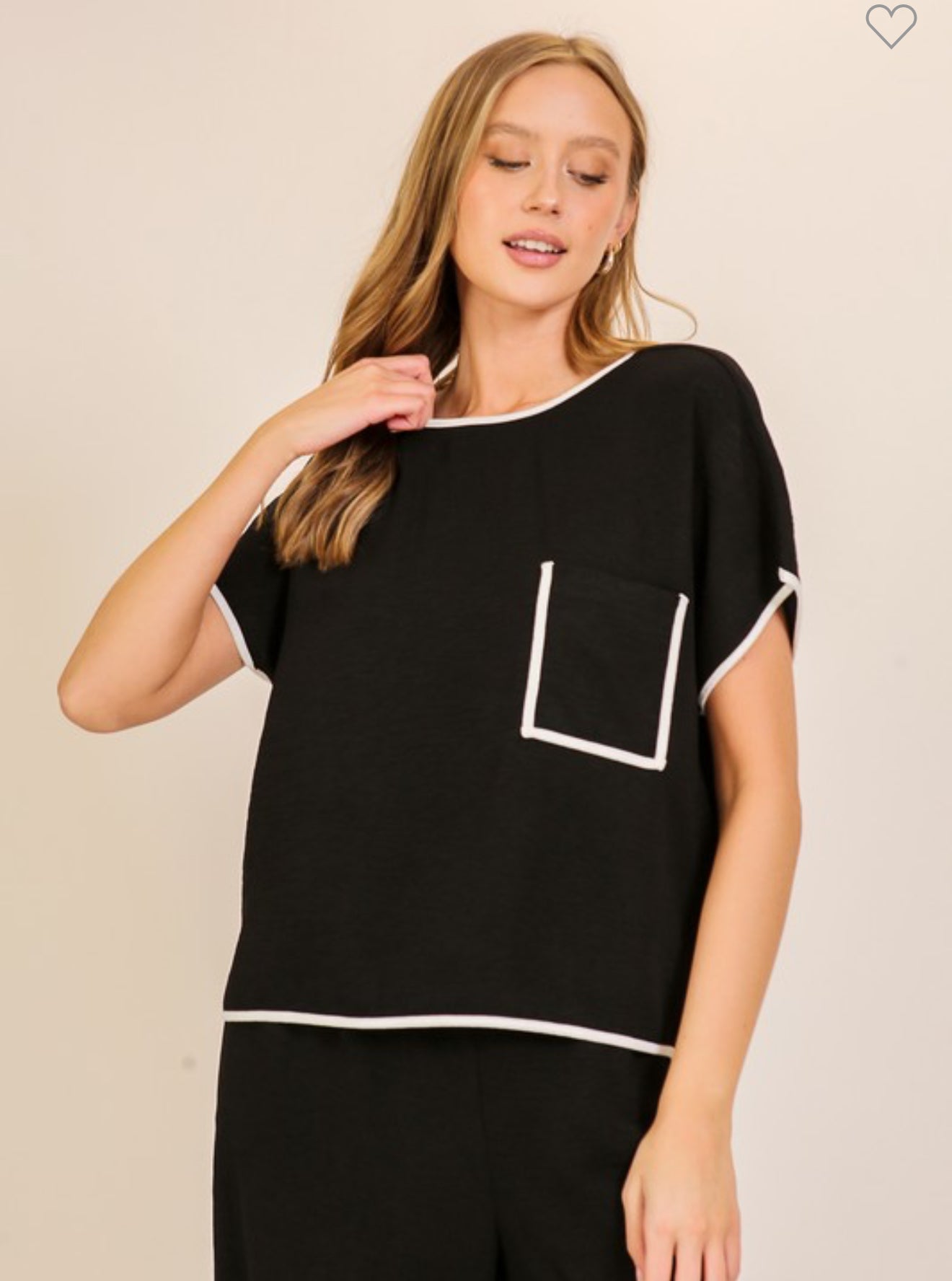 Black Pant Set w. white Stripe