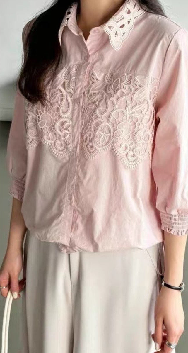 Pink eyelet Blouse