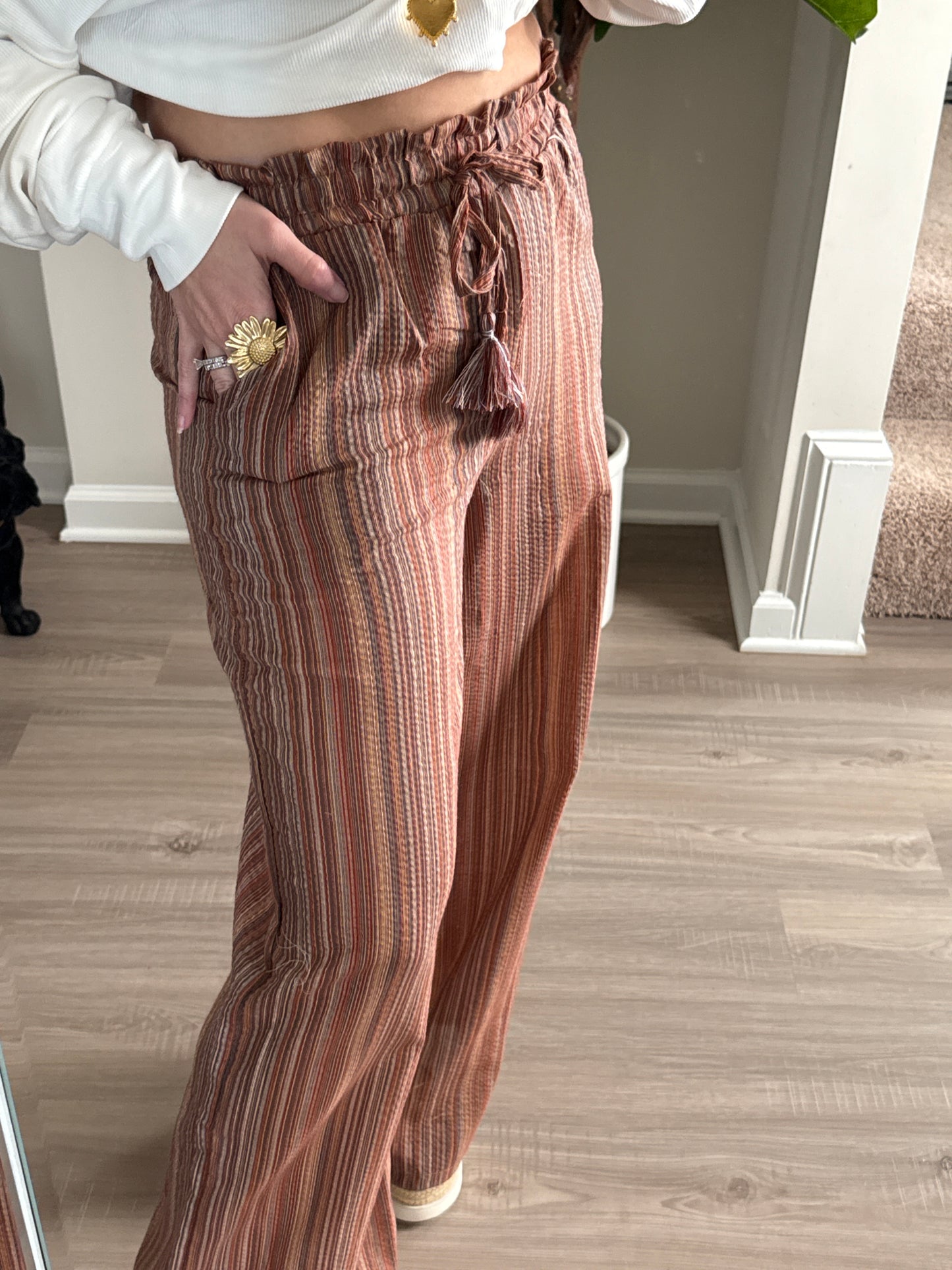 Clay Stripes Loose Pants