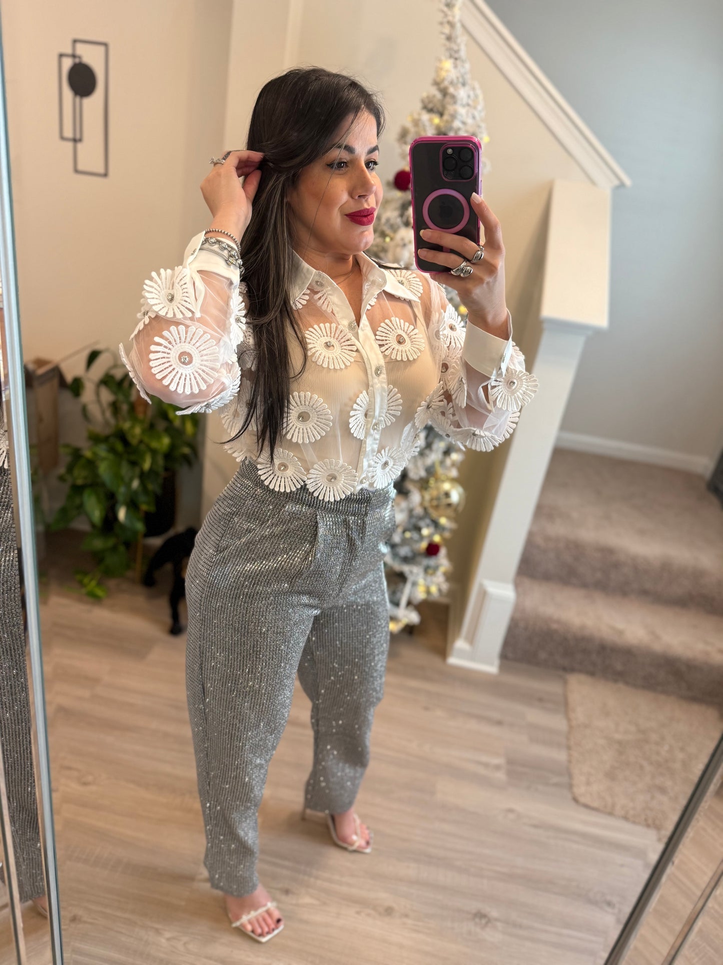 Glitter Silver Pants