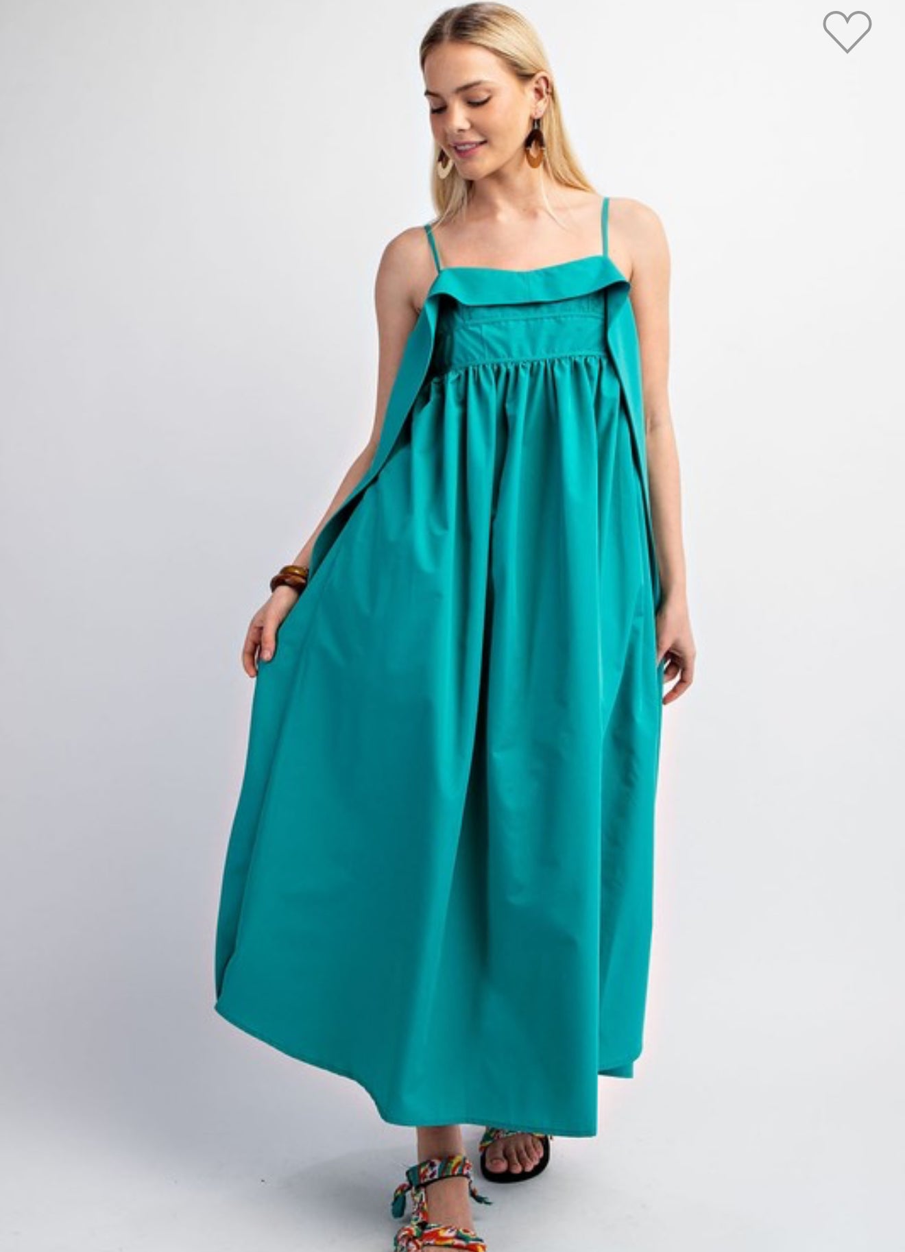 Aqua Ruffle Midi Dress