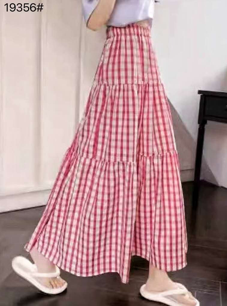 Pink Plaid Maxi Skirt