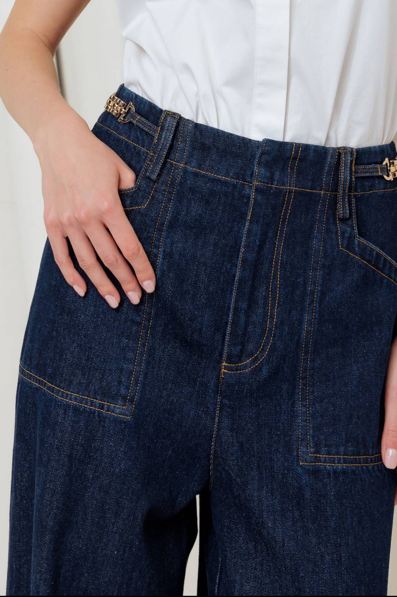 Gold Chain Denim Pants