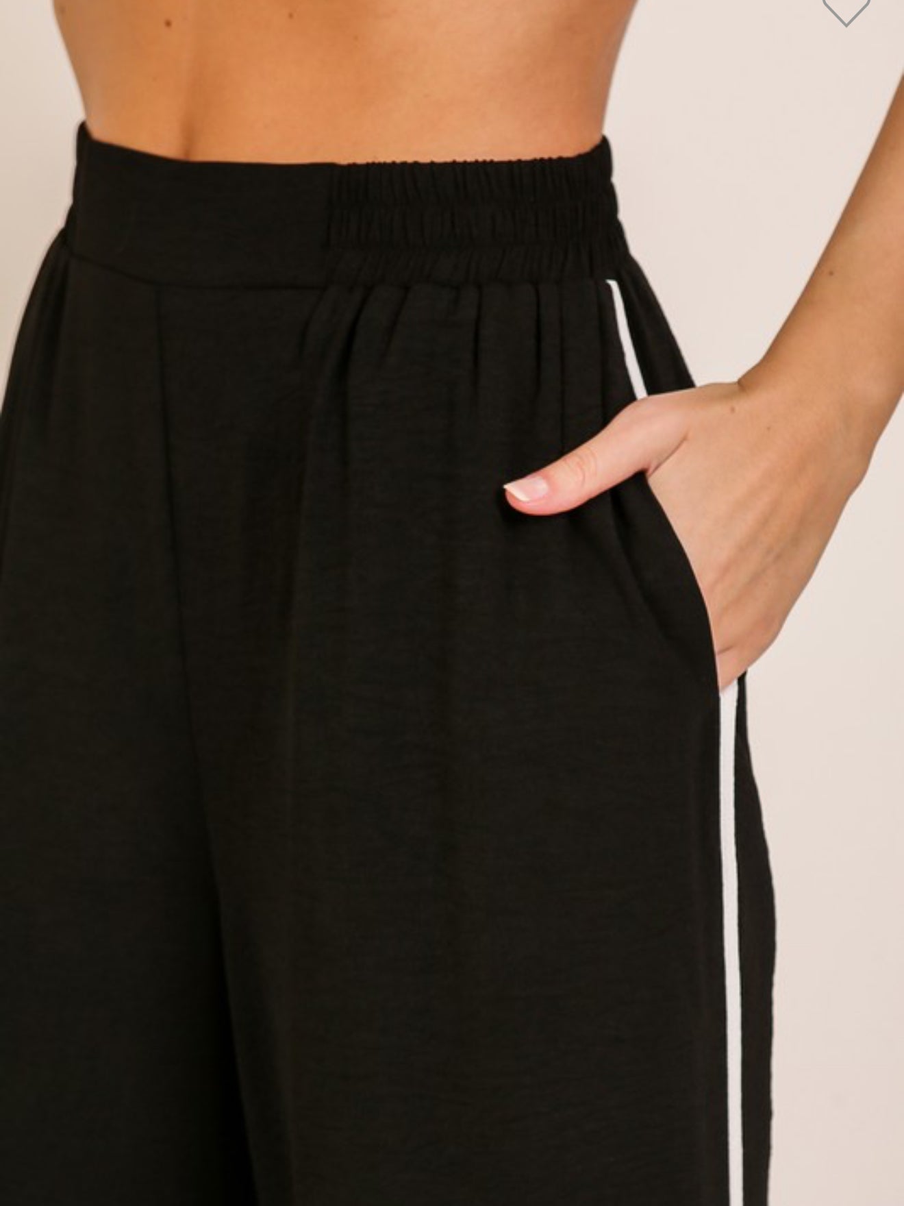 Black Pant Set w. white Stripe