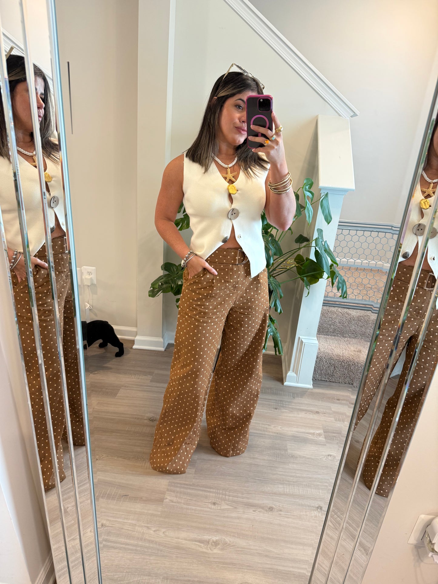 White dots Wide Pants