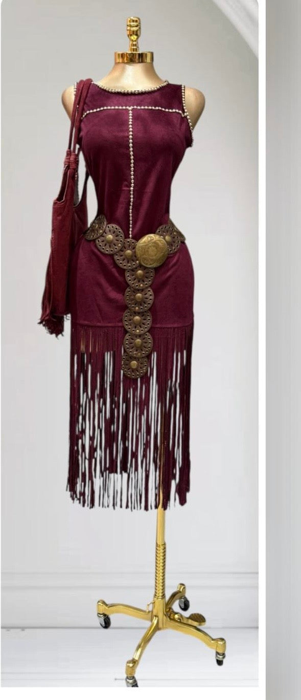 Burgundy Suede Dress