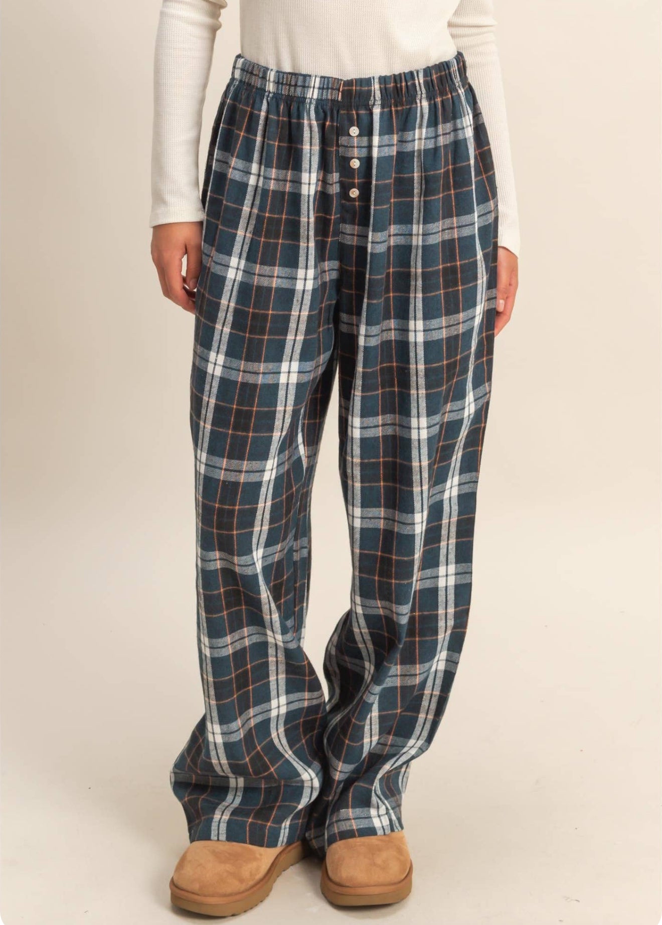 Navy Plaid Pants