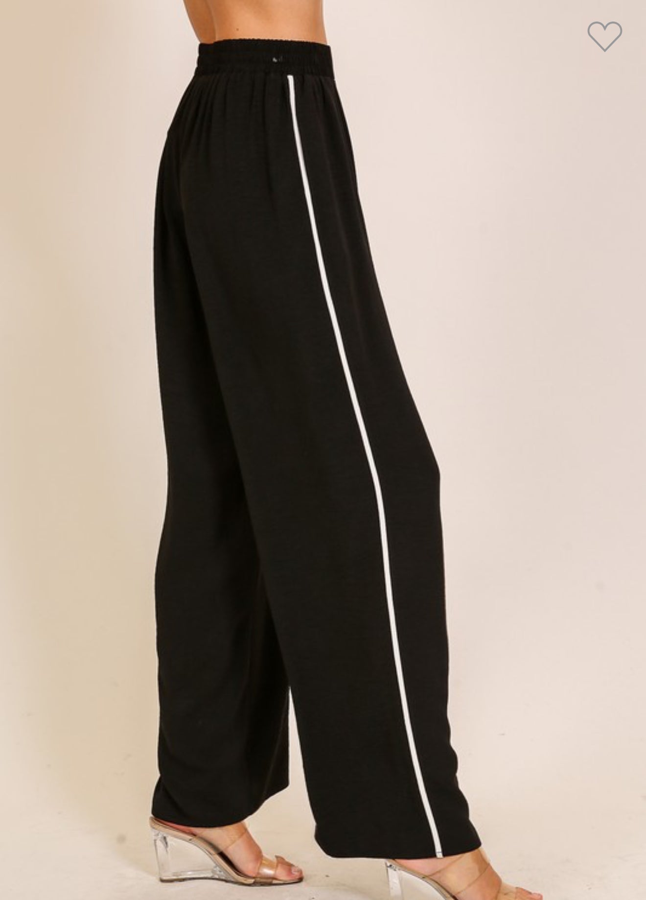 Black Pant Set w. white Stripe