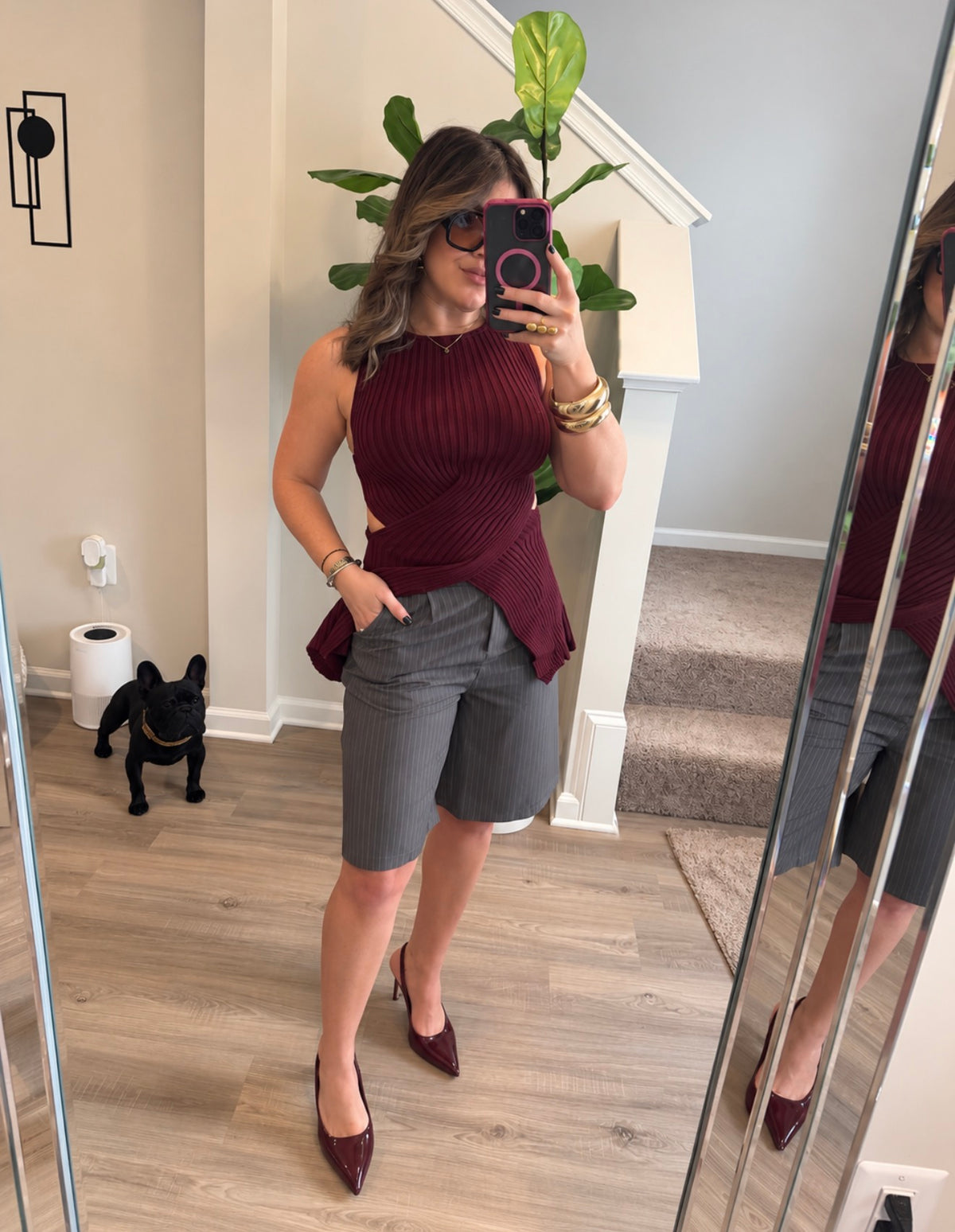 Burgundy Crossed Knit Top