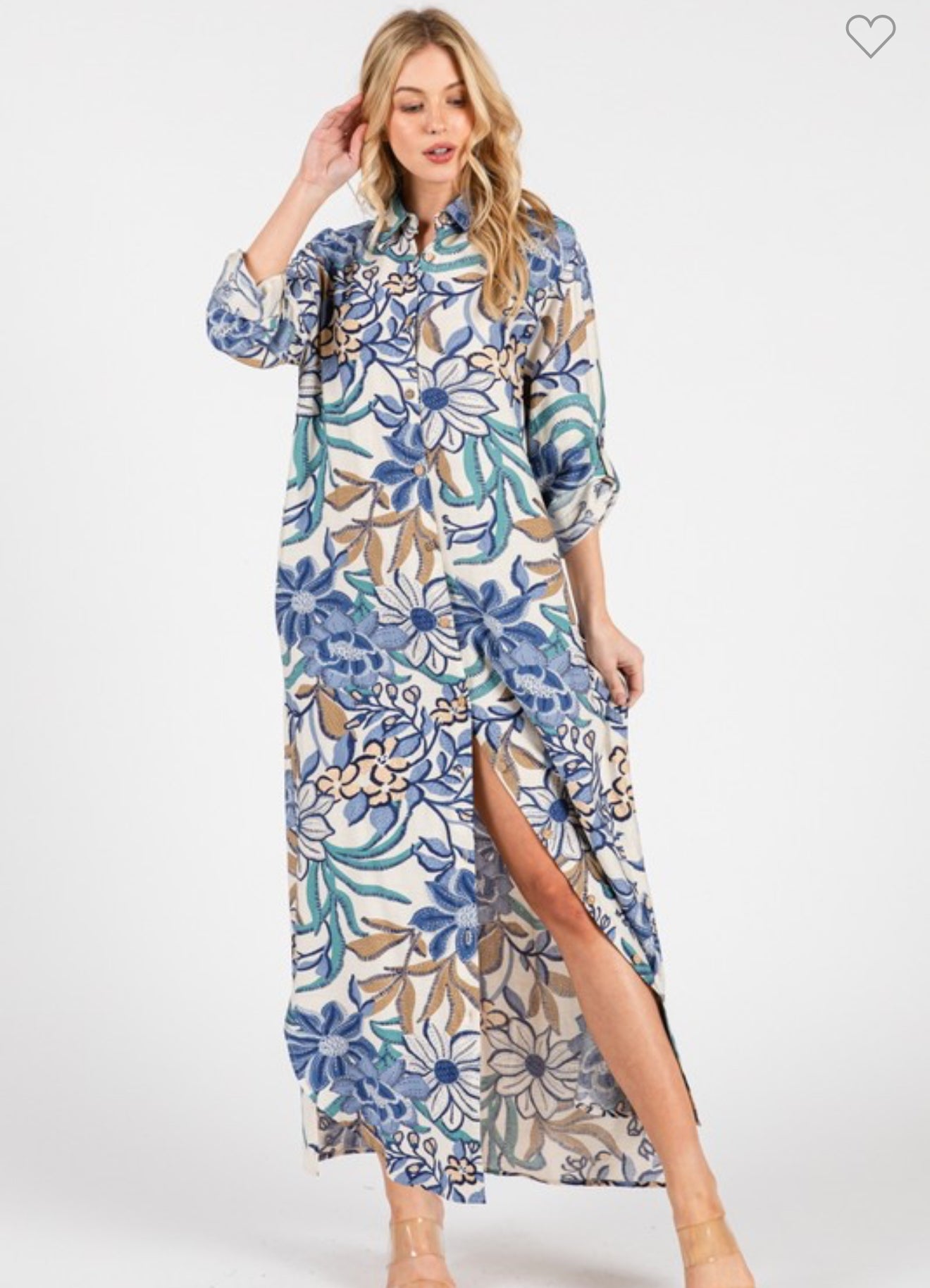 Blue Blossom Shirt Dress