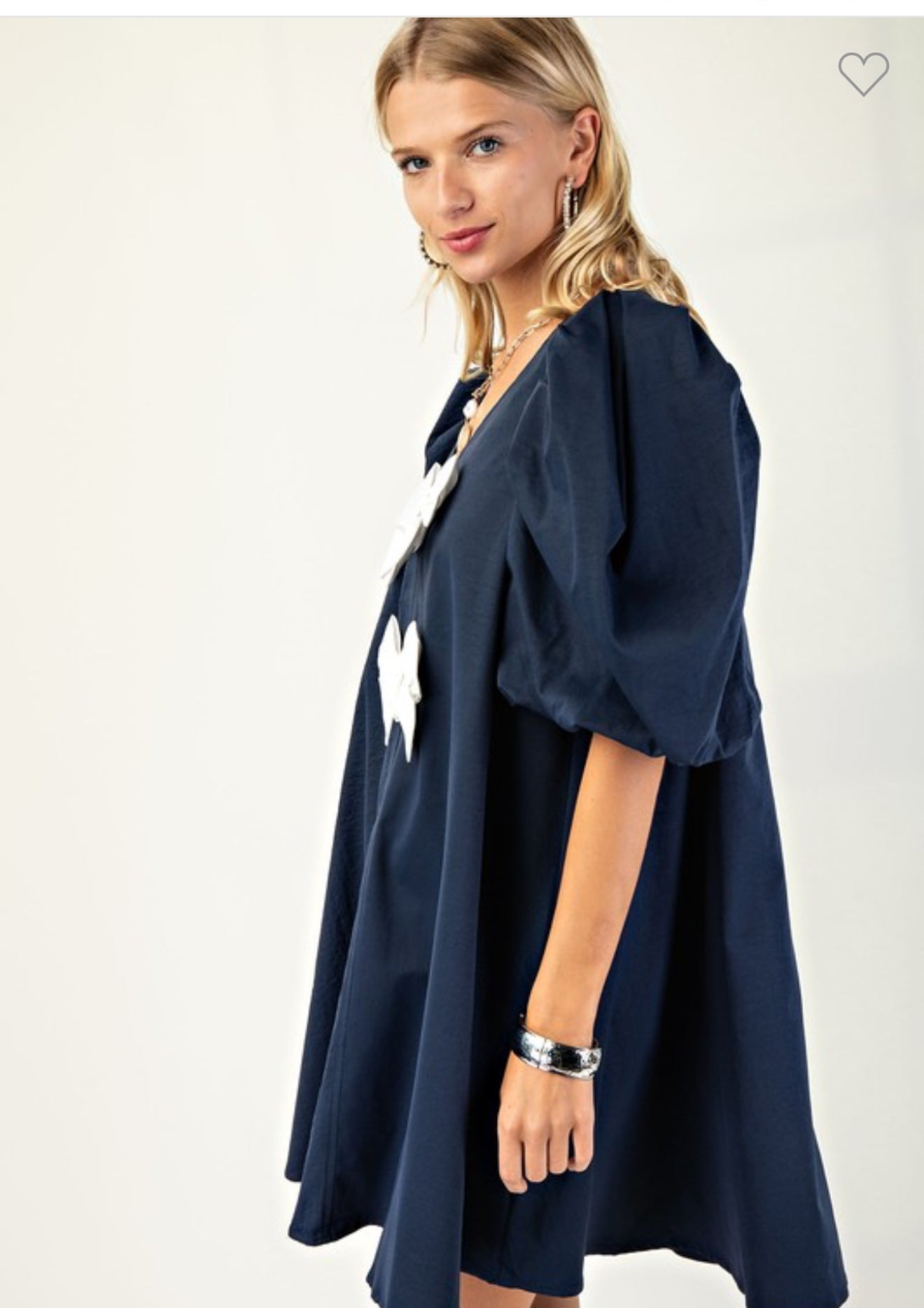 Navy Dress w. White bow