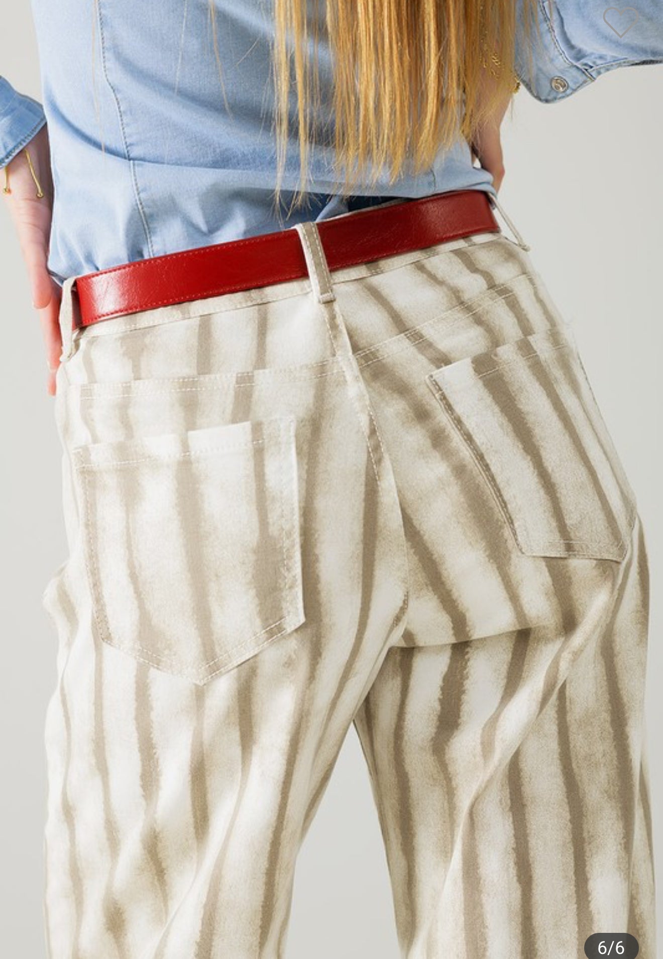 Beige Stripe Wide Leg Pant