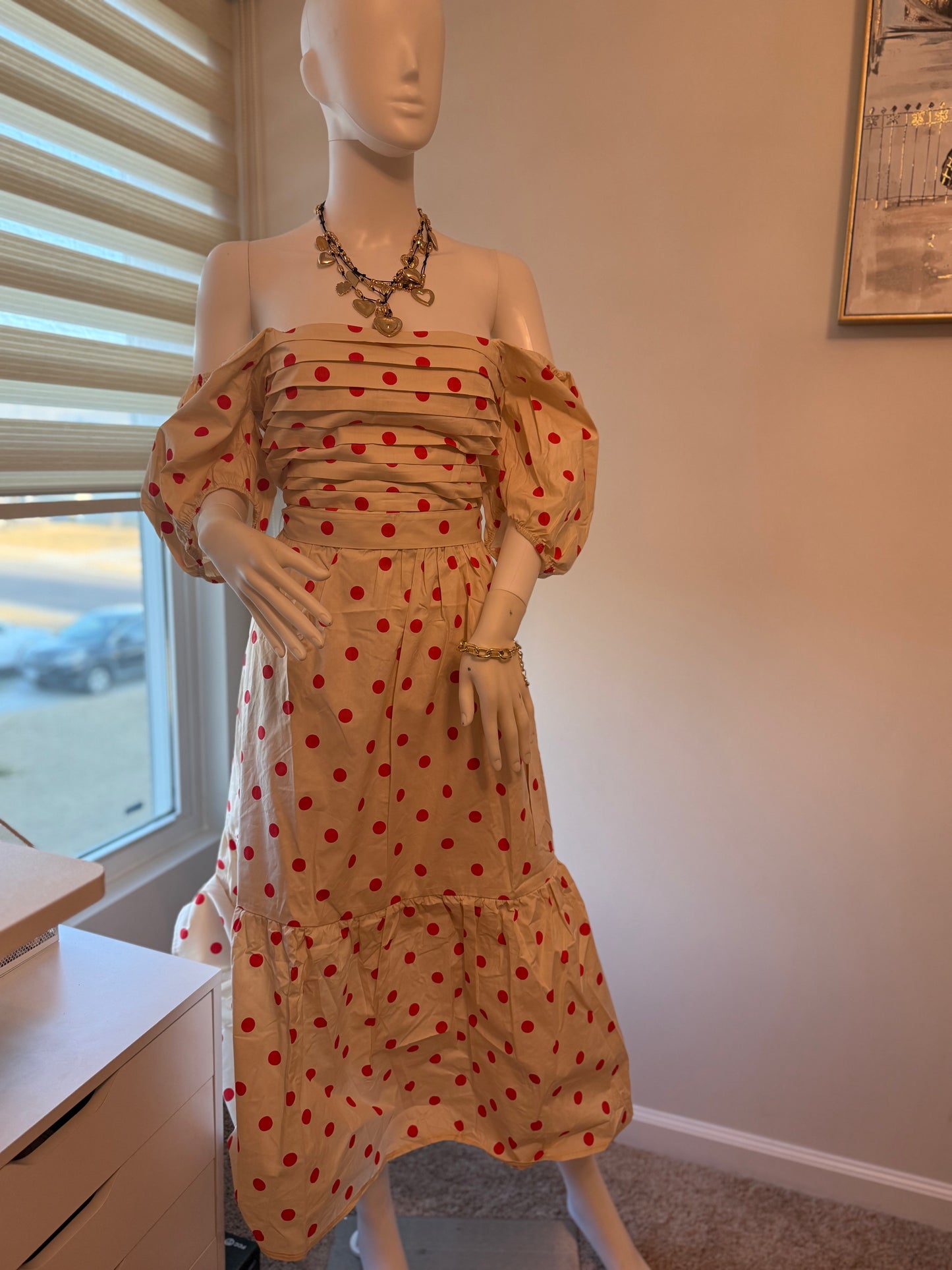 Harmony Red Dots Midi Dress