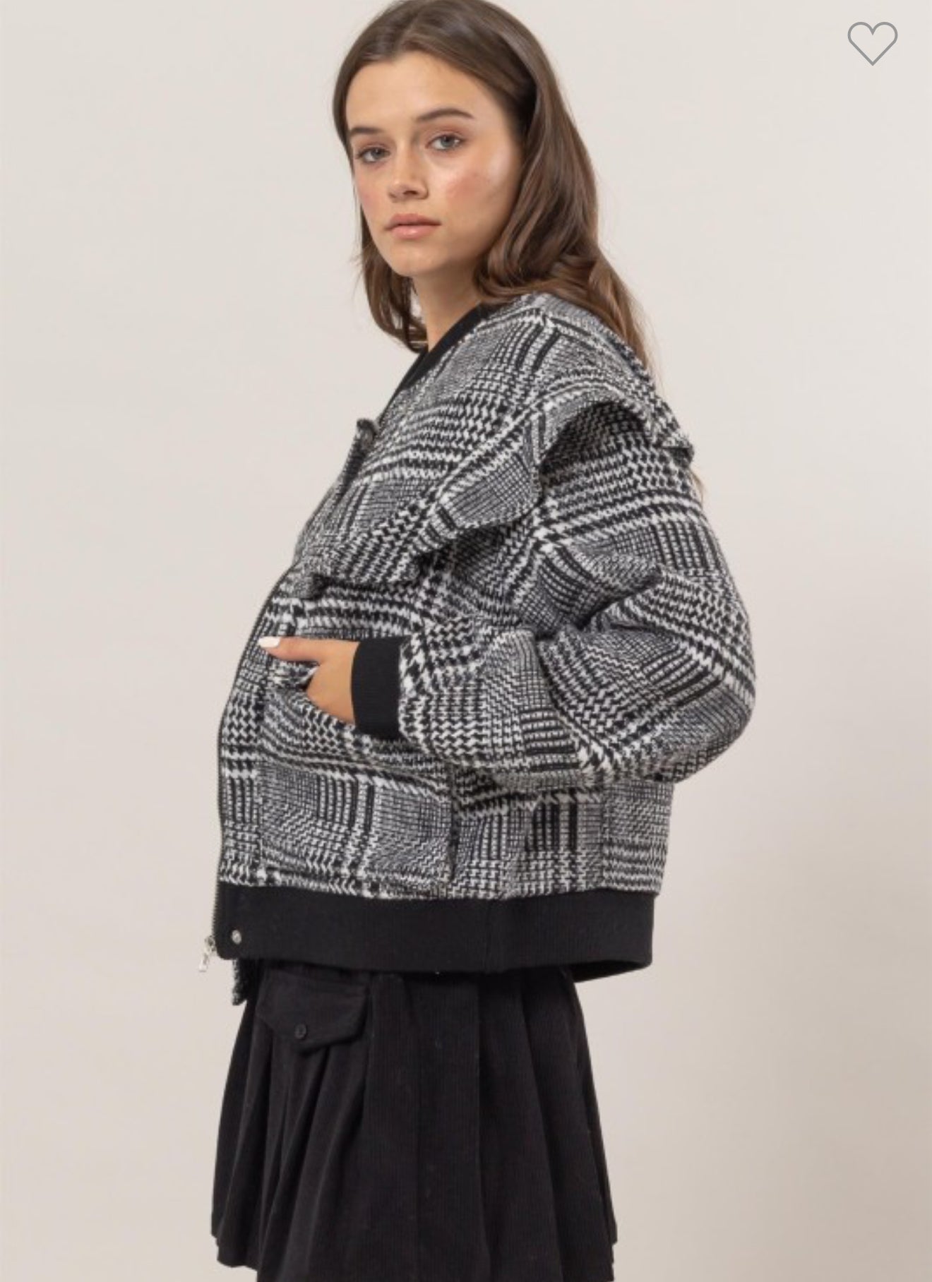 Black Plaid bomber Jacket
