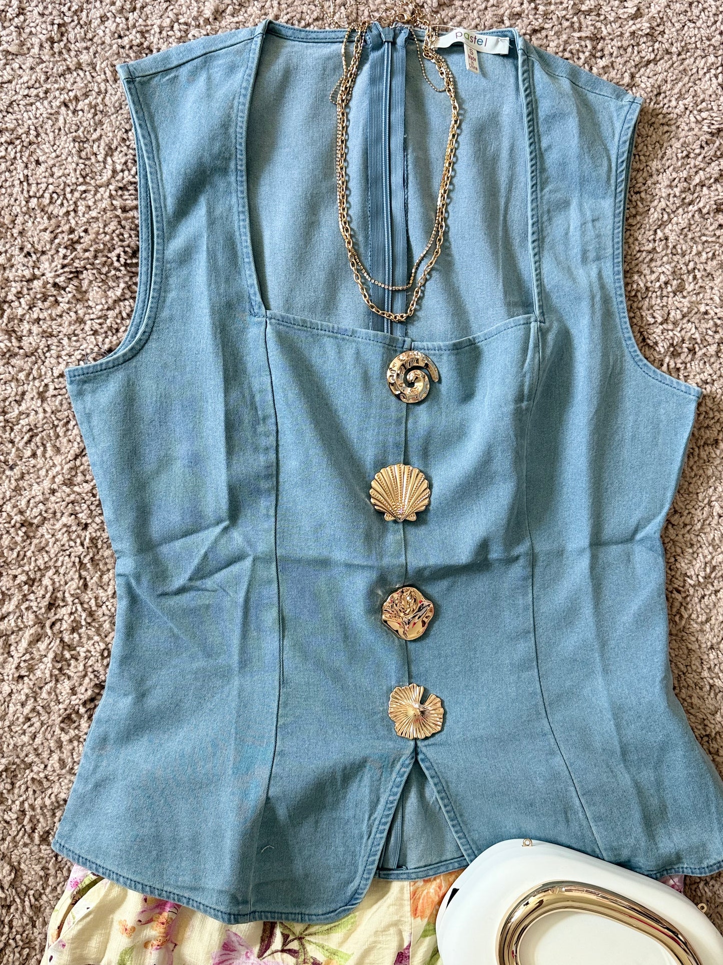 Denim sea button Top