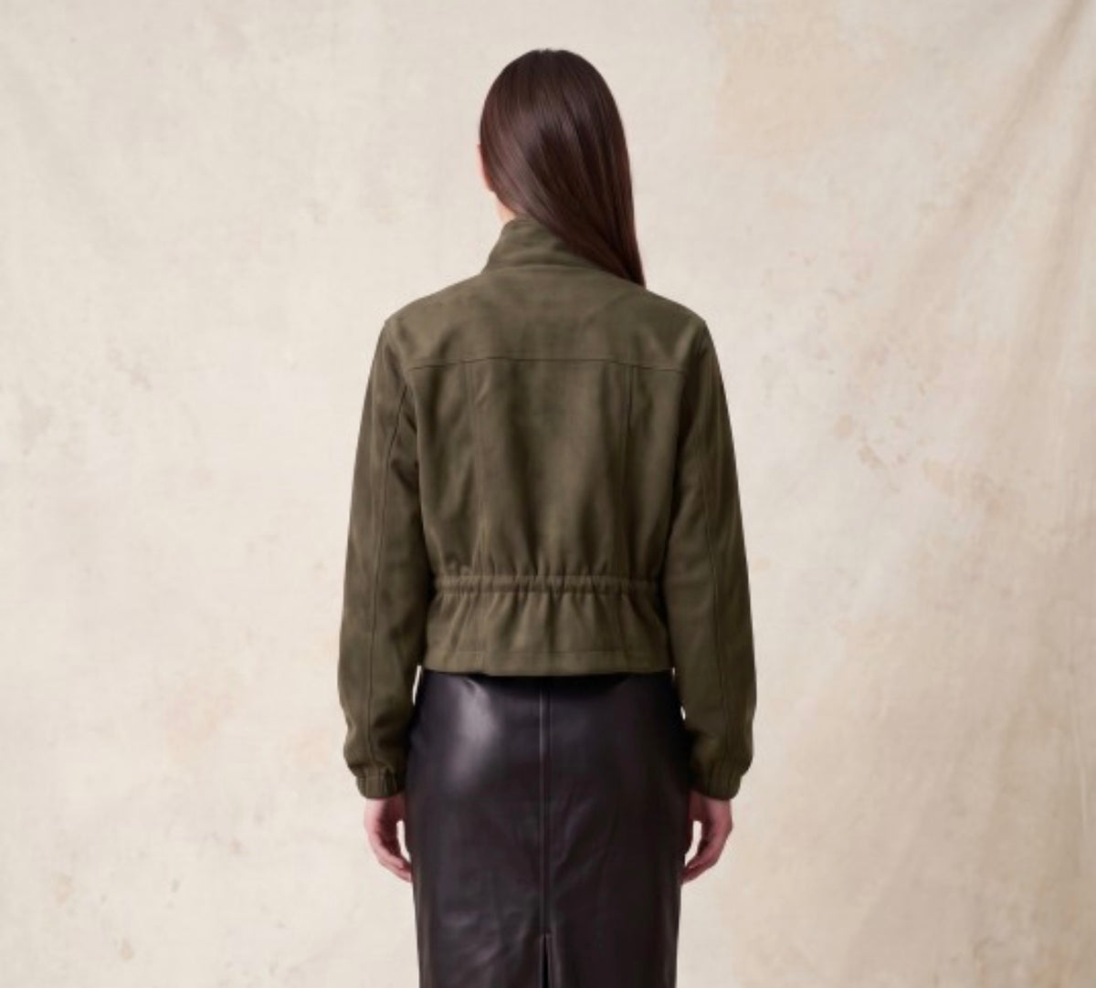 Olive Funnel Neck Jacket