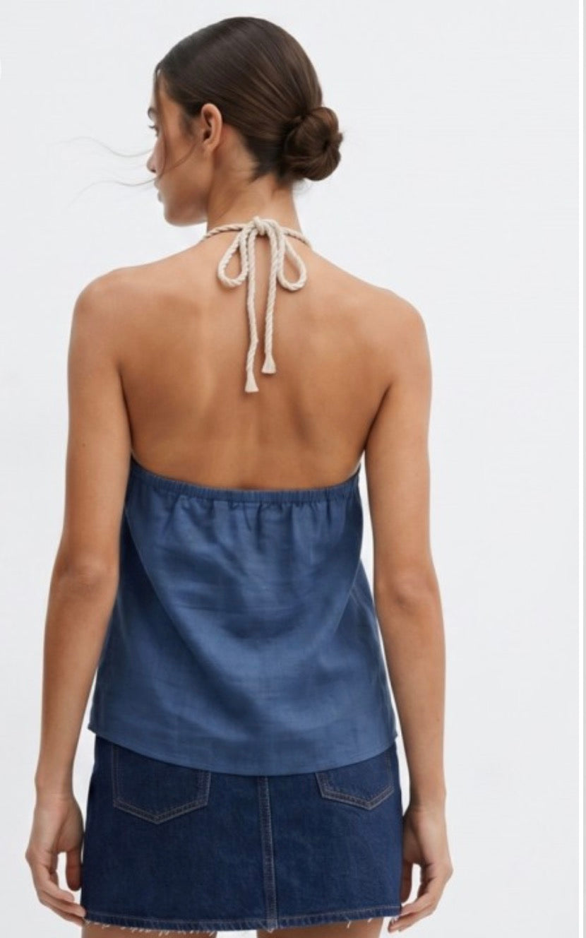 Linen Denim Halter Top