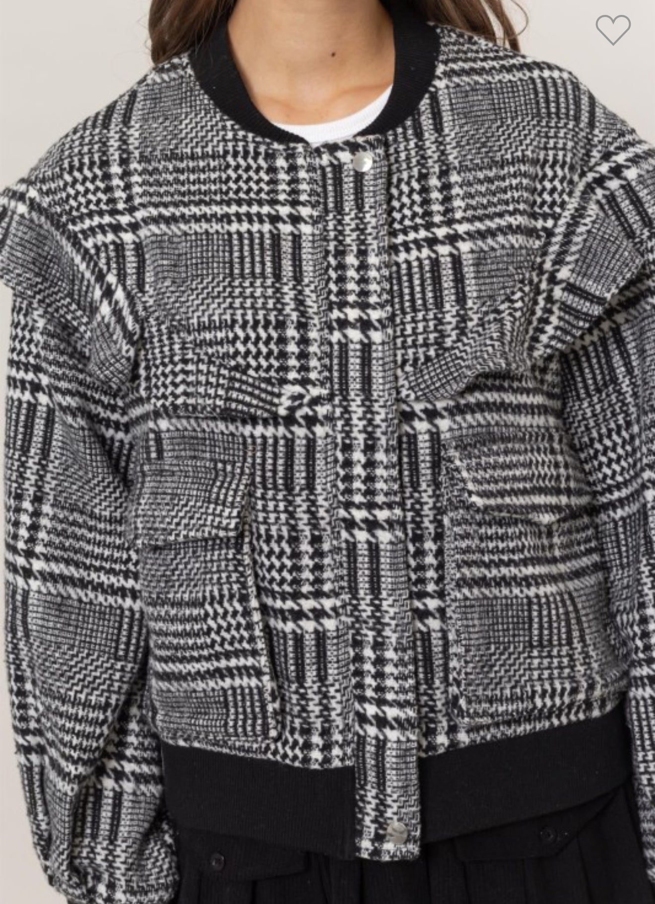 Black Plaid bomber Jacket
