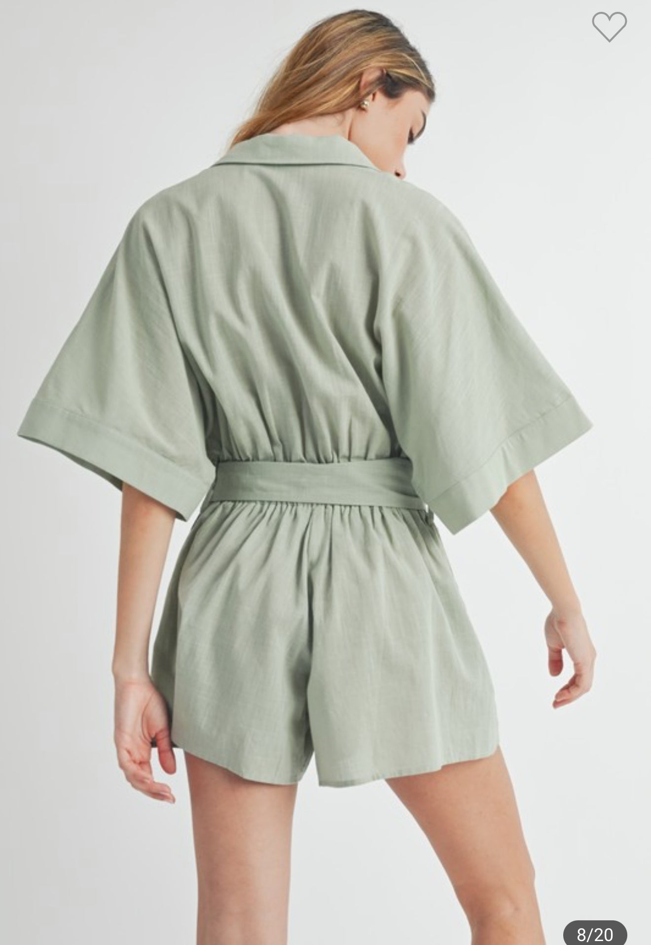 Sage Embroidered Romper