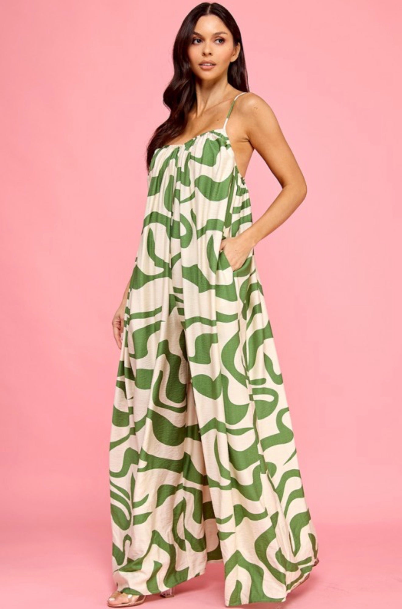 Matcha Waves Linen Jumpsuit