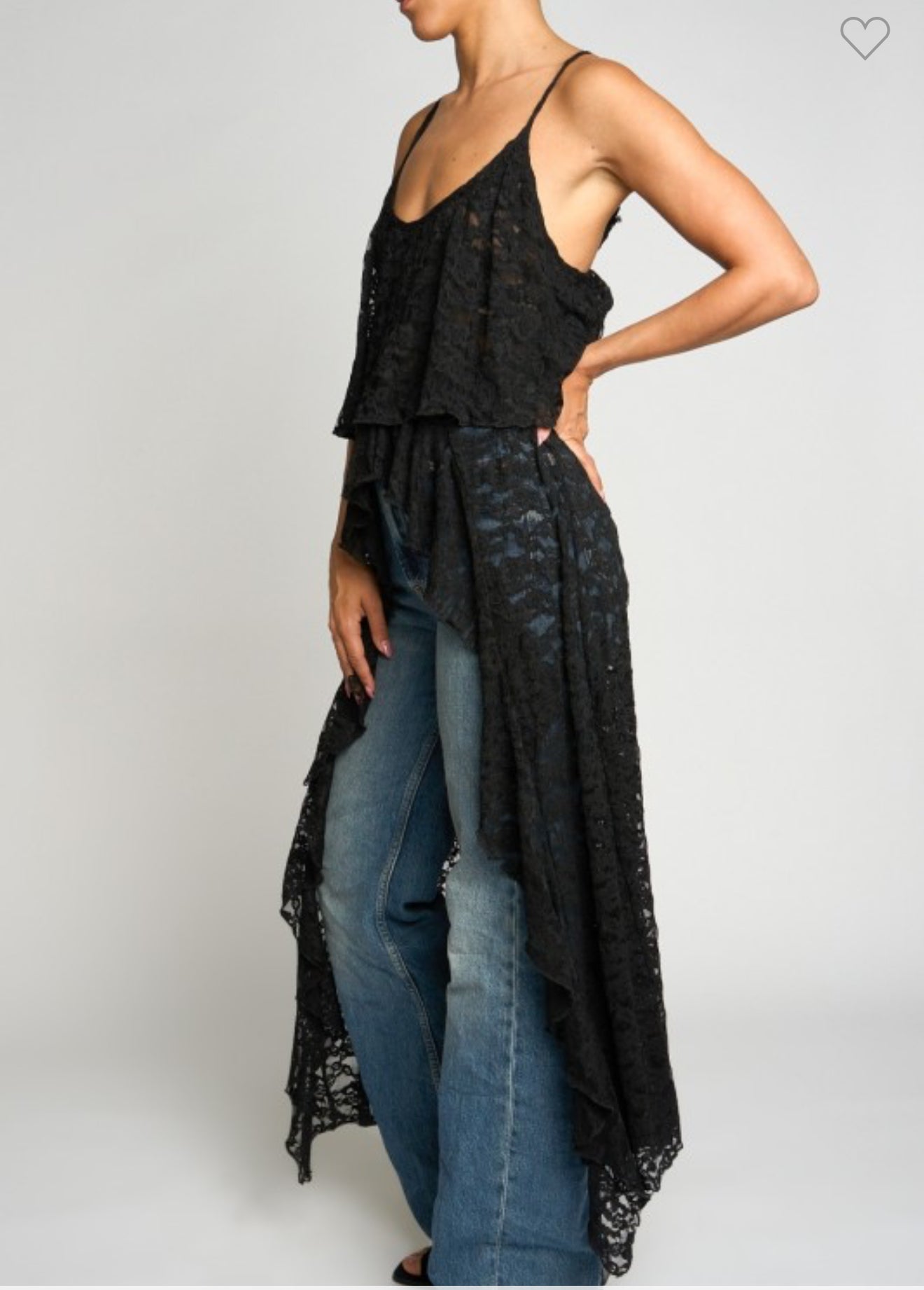 Black Hi Low Lace Top