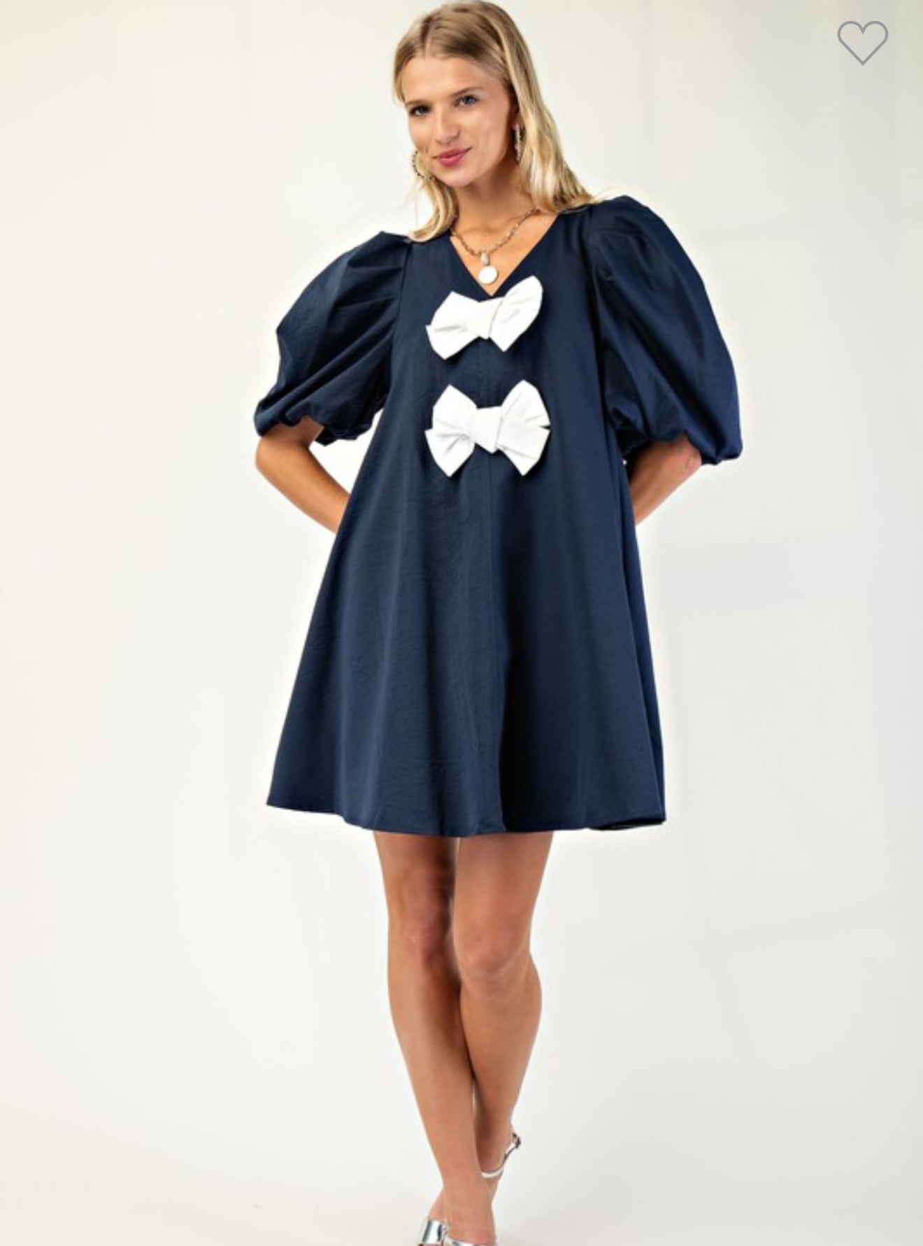 Navy Dress w. White bow