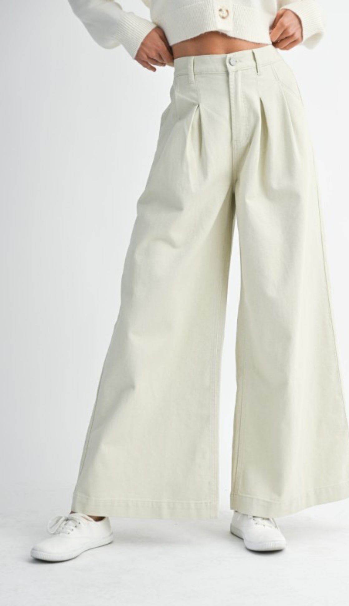 Ecru Wide Leg Pants