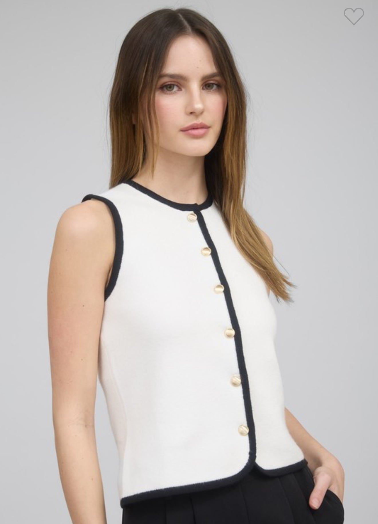 Black Trim Ivory Vest