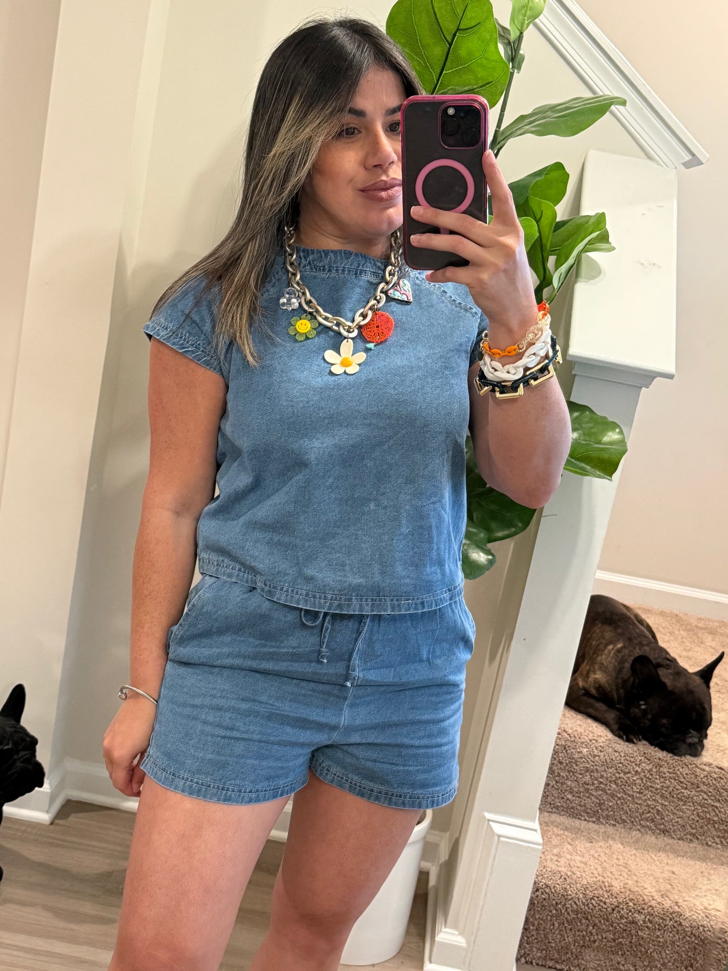 Denim short set