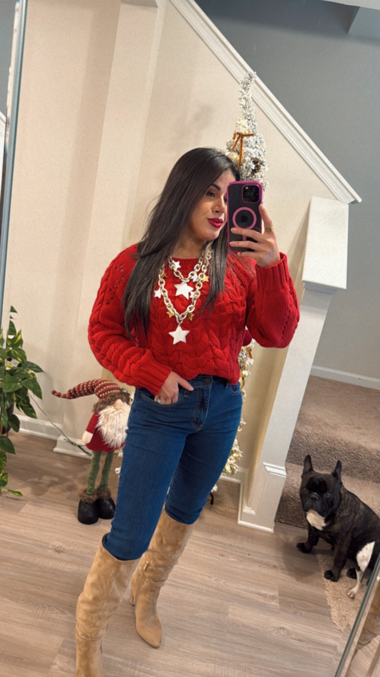 Red loose fit Sweater
