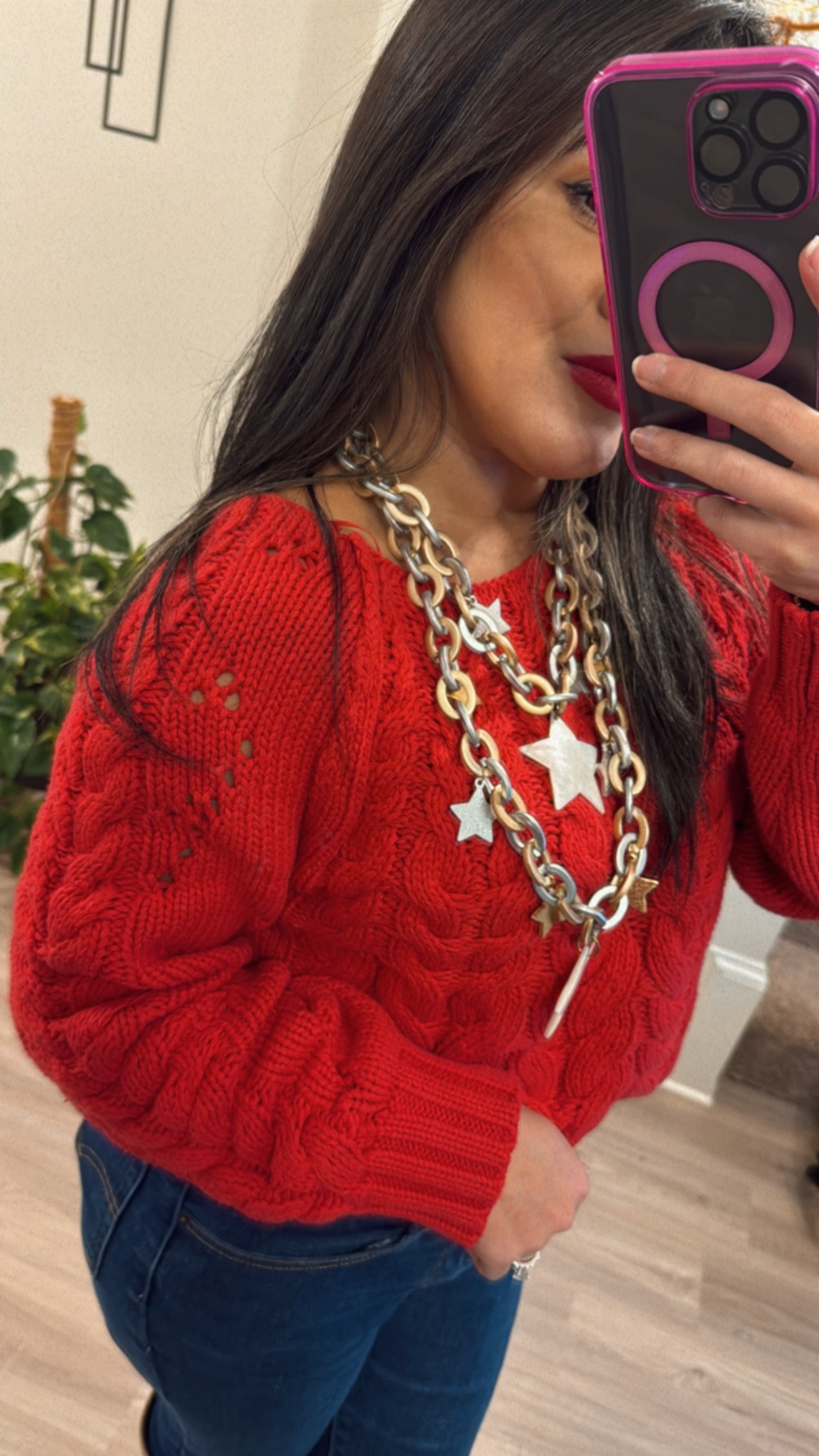 Red loose fit Sweater