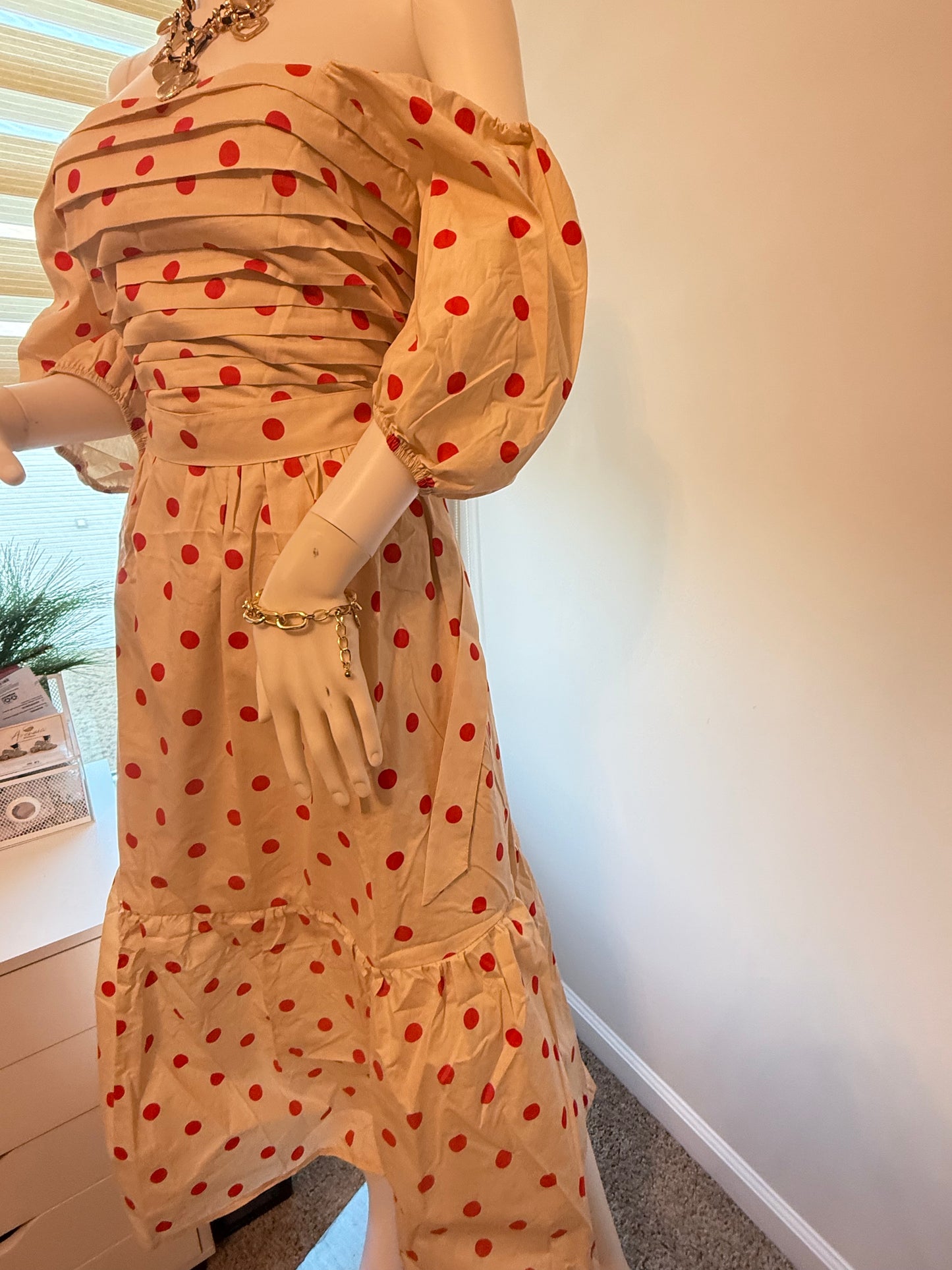 Harmony Red Dots Midi Dress