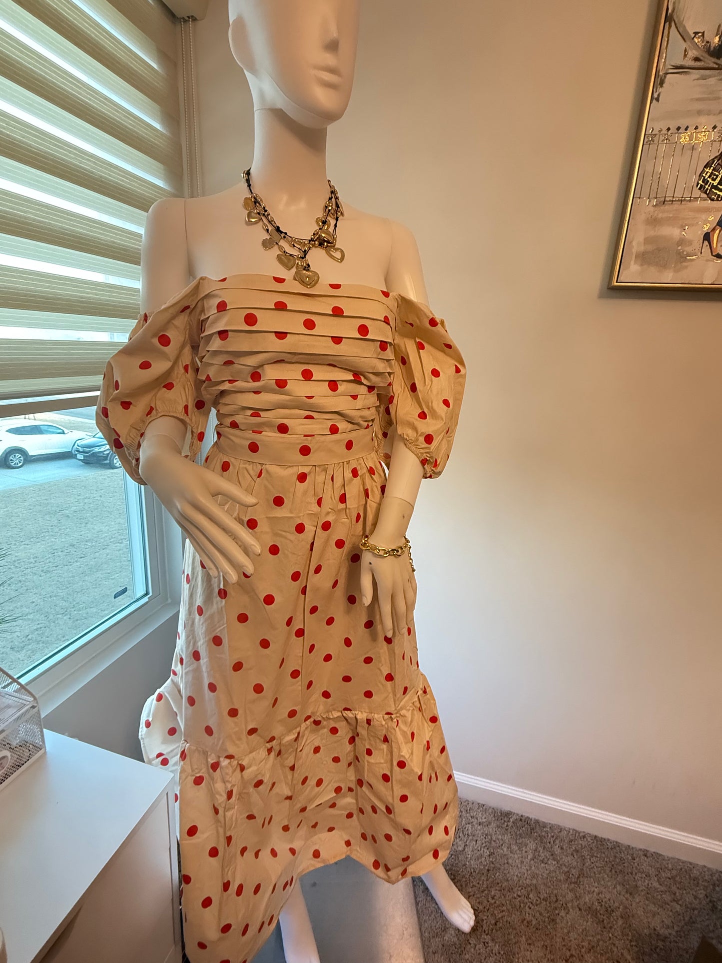 Harmony Red Dots Midi Dress