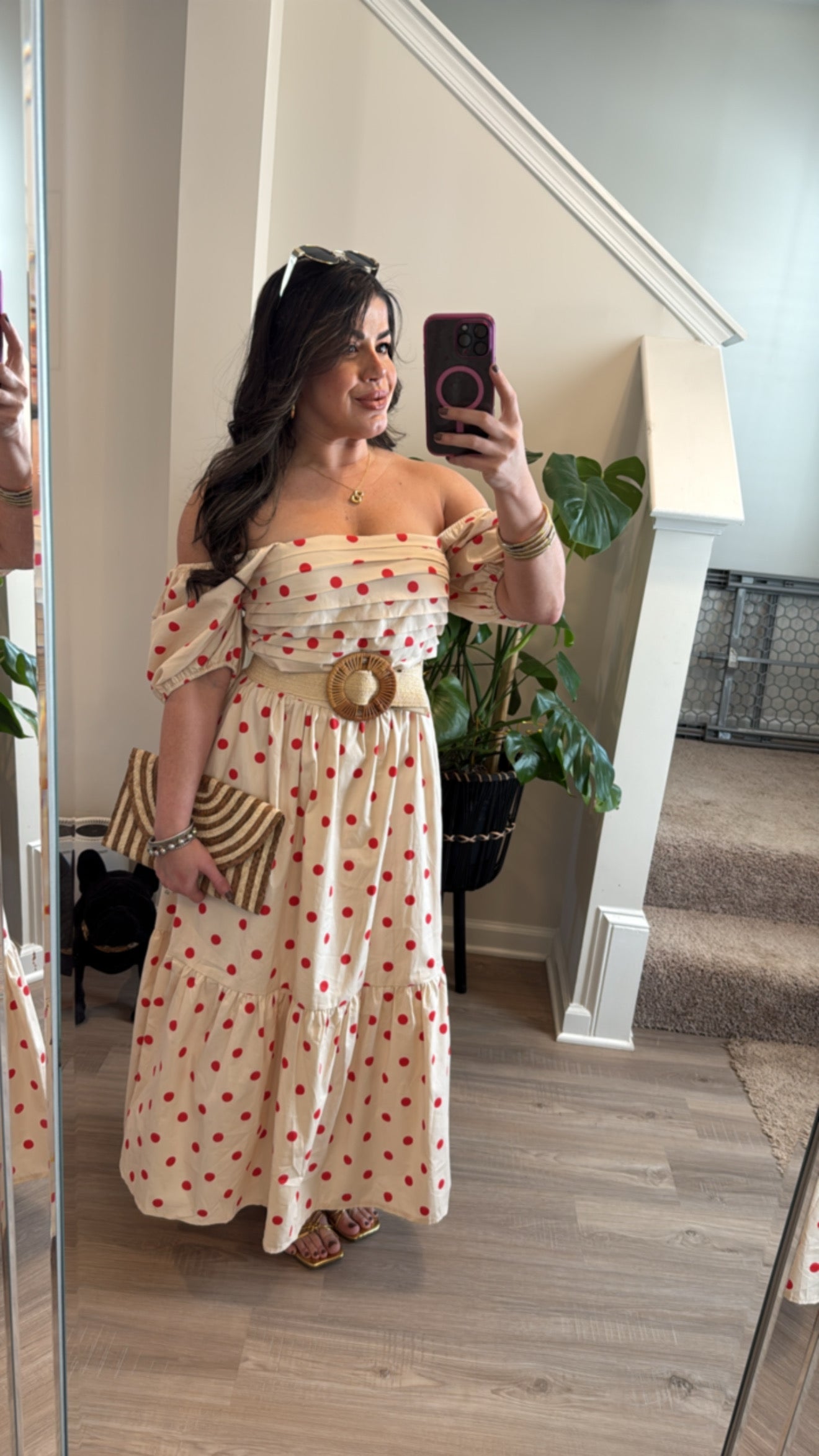 Harmony Red Dots Midi Dress