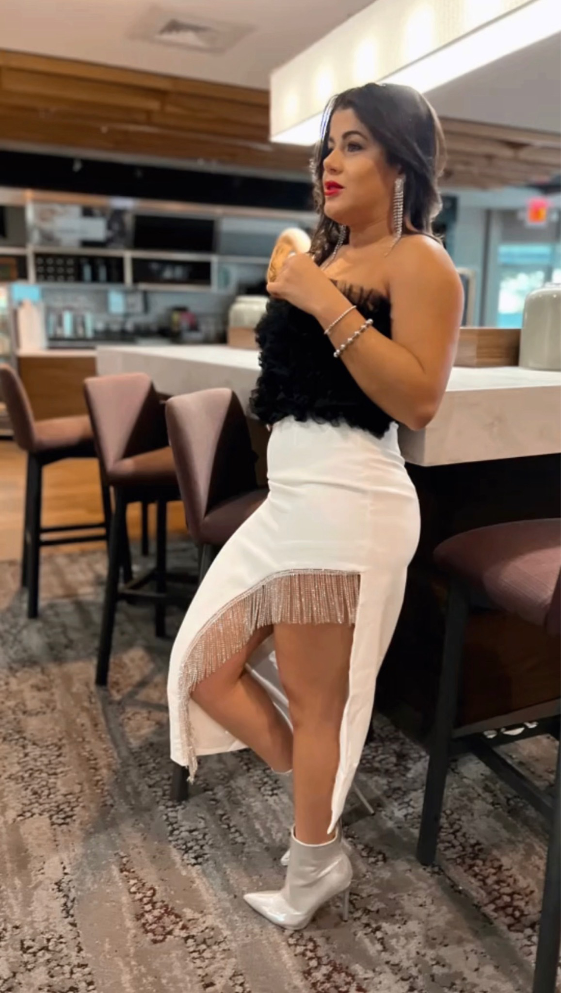 White Asymmetrical Diamonds Skirt