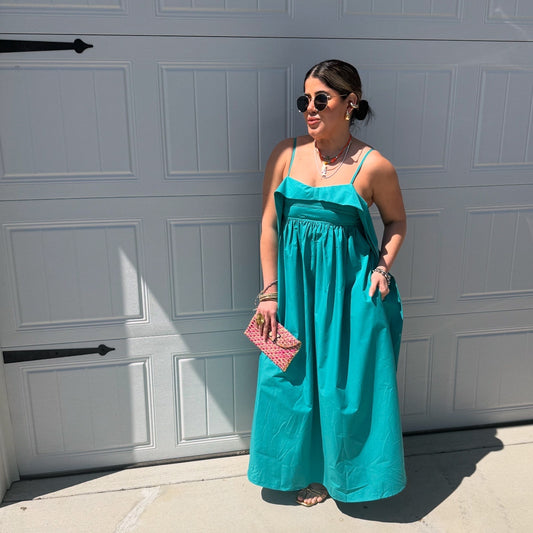 Aqua Ruffle Midi Dress