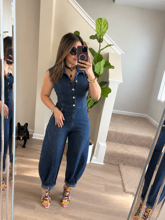 The Denim Affair Barrel Jumpsuit