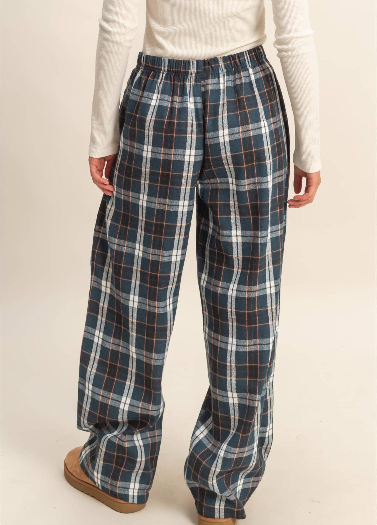 Navy Plaid Pants