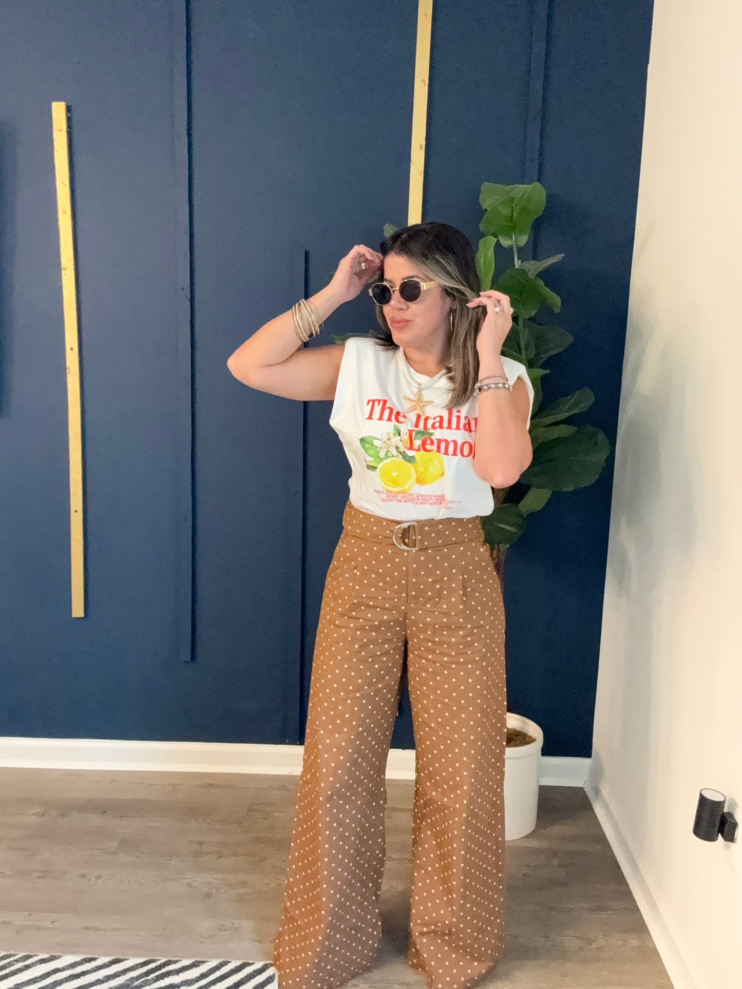 White dots Wide Pants