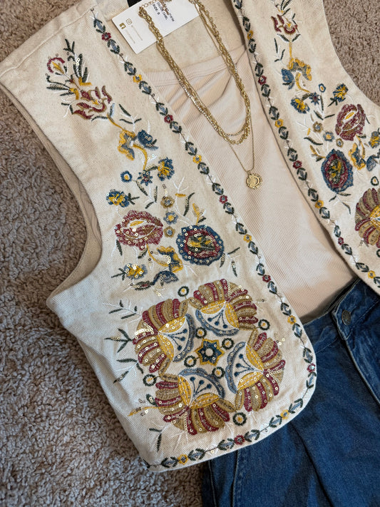🍂 fall Colors Denim Vest