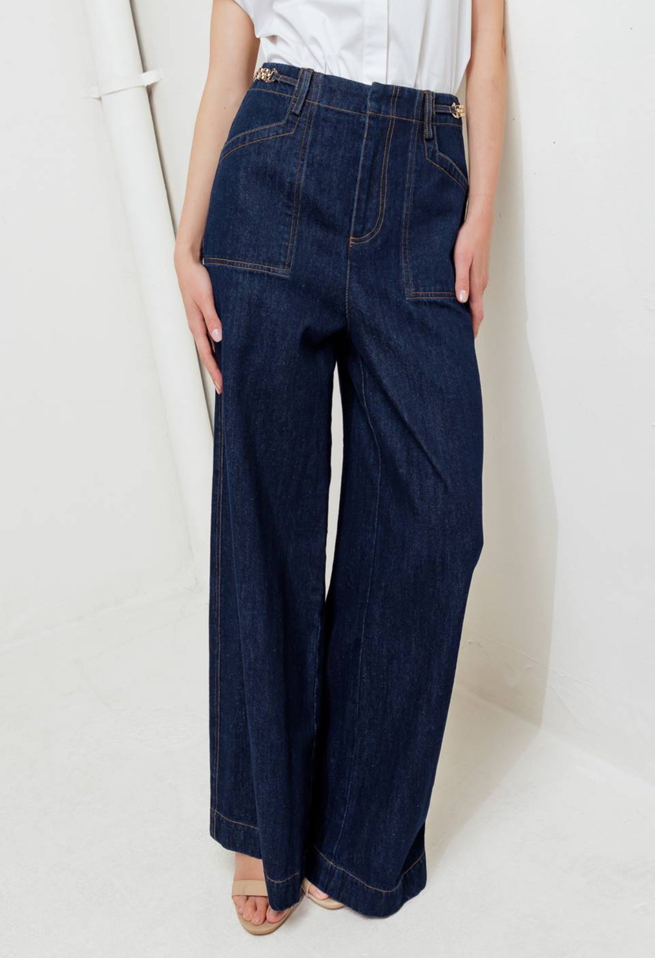 Gold Chain Denim Pants