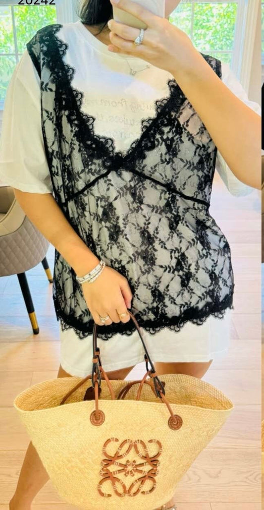 Oversize White Shirt with Lace