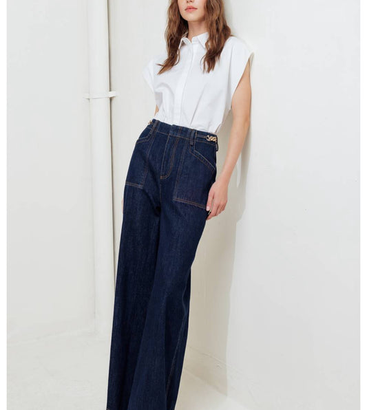 Gold Chain Denim Pants