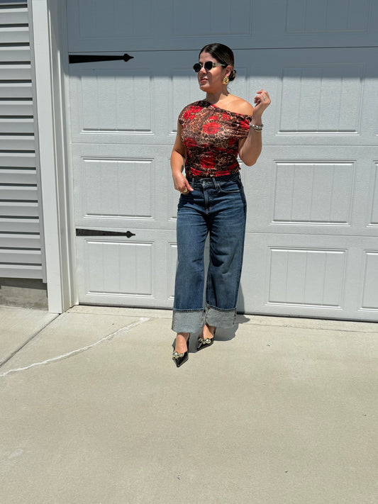 Leopard Mesh Top