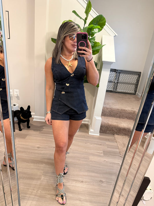 Denim Wrapped Romper