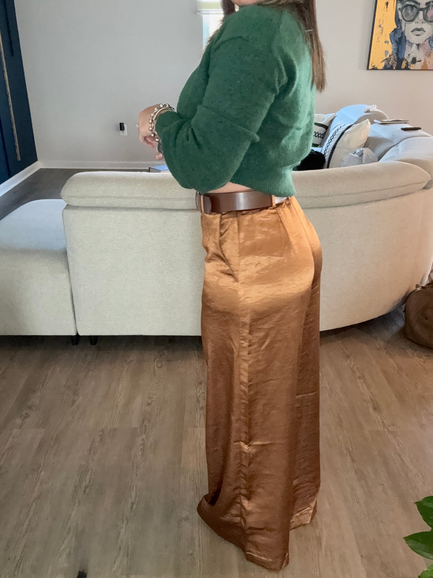 Satin Belted Pants