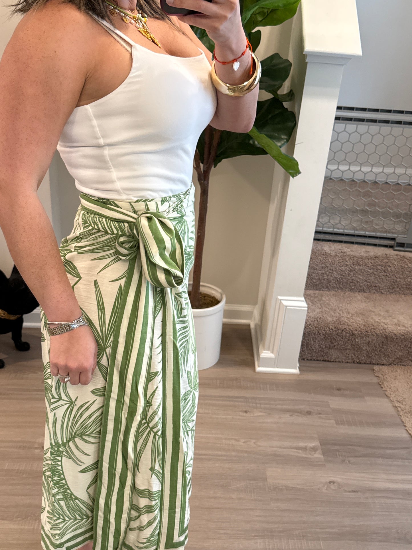 Green Leafs Wrap Skirt