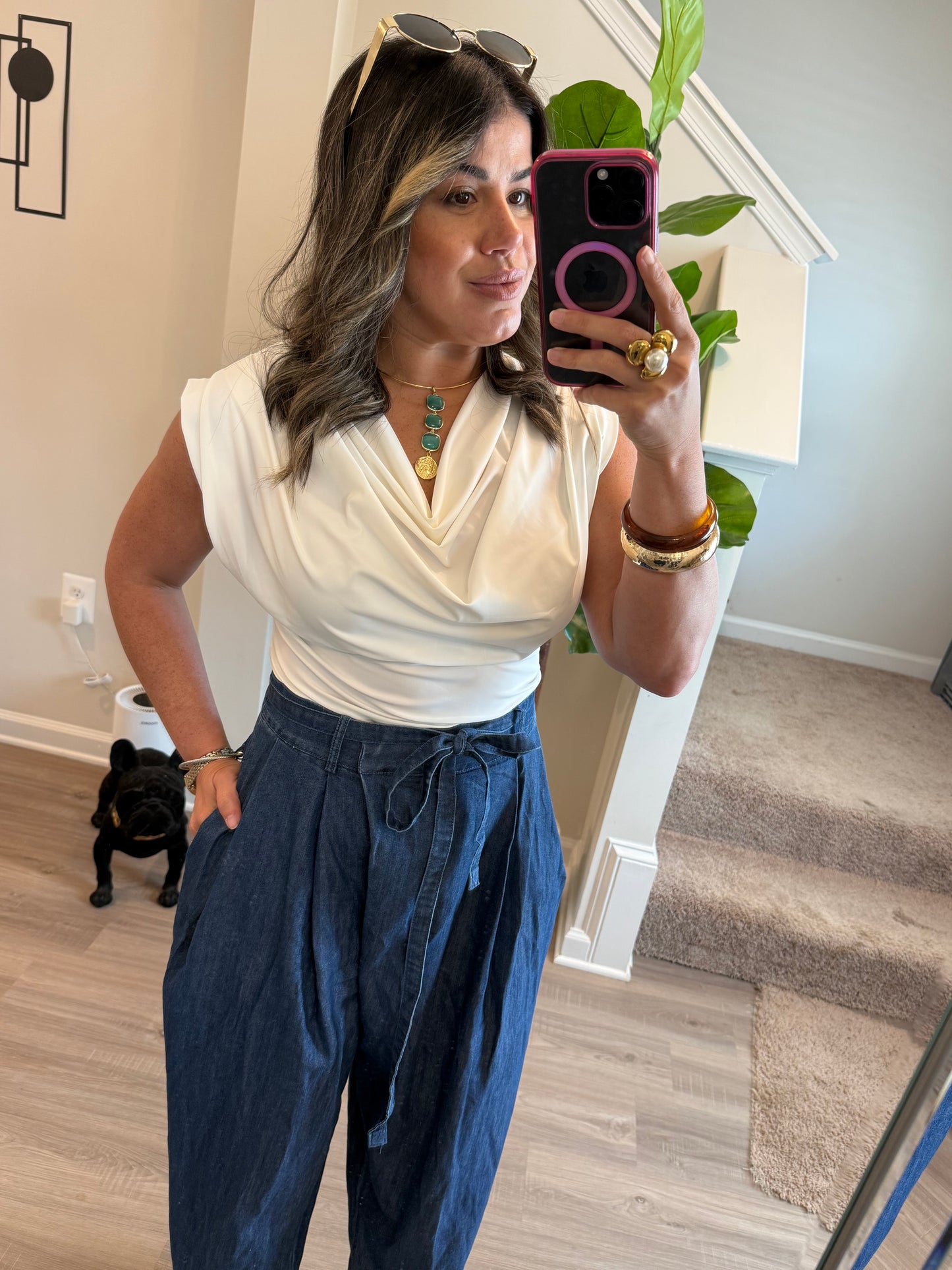 Champagne Cowl Neck Top