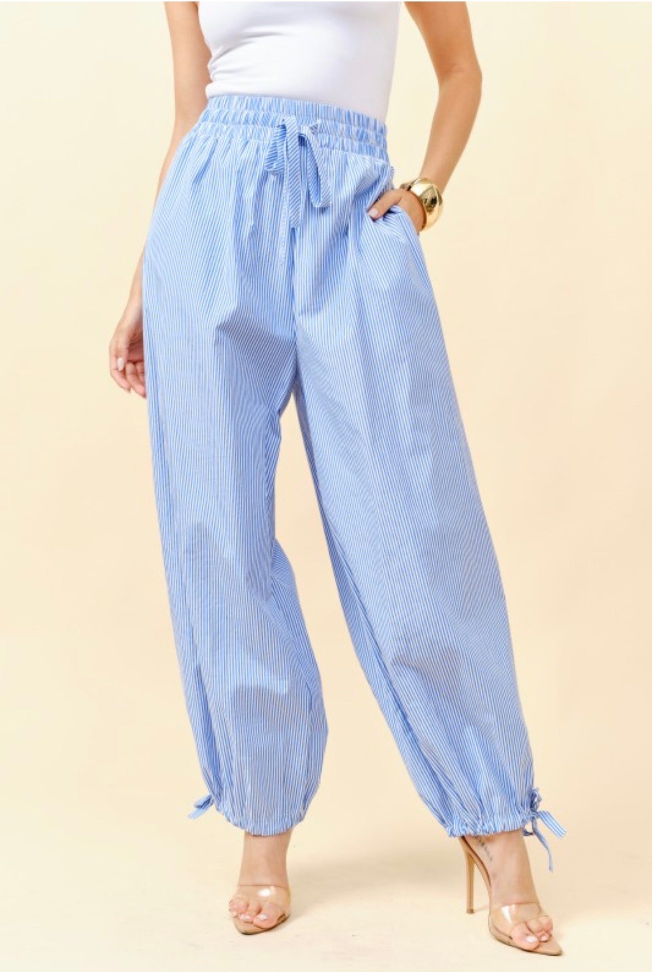 Blue Stripes Balloon Pants
