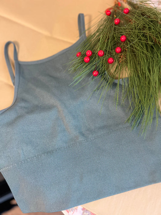 Gray Blue Basic Top